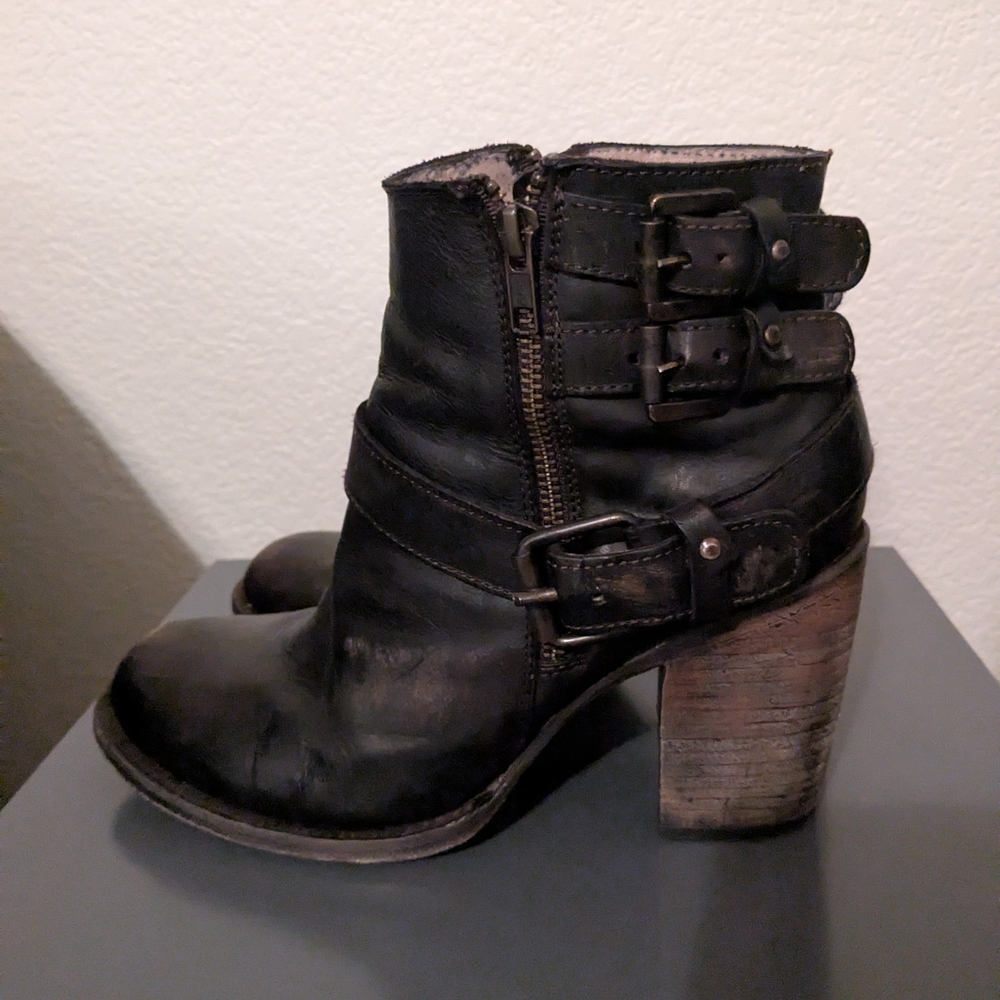 Women's Black/Brown Leather Ankle Boots